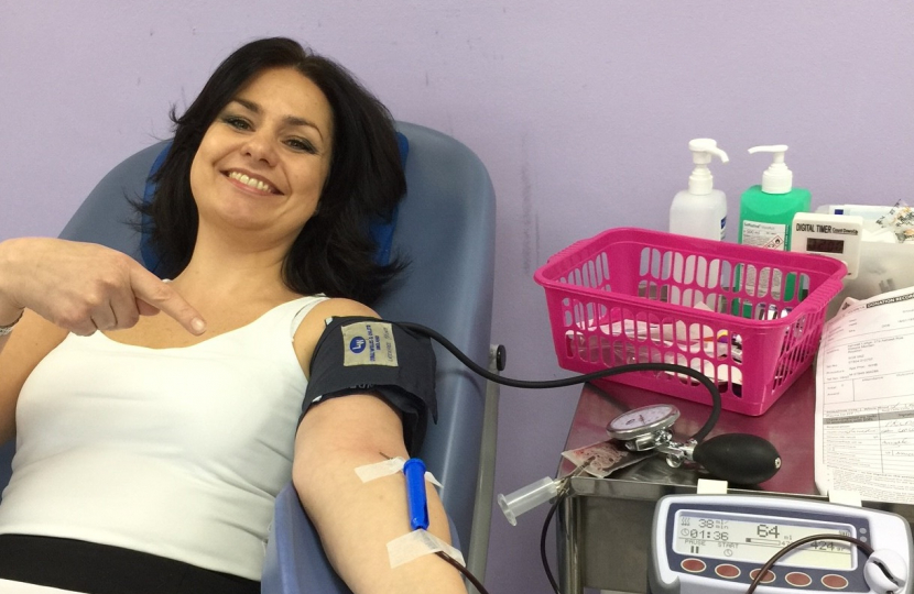 Heidi Allen MP blood donation